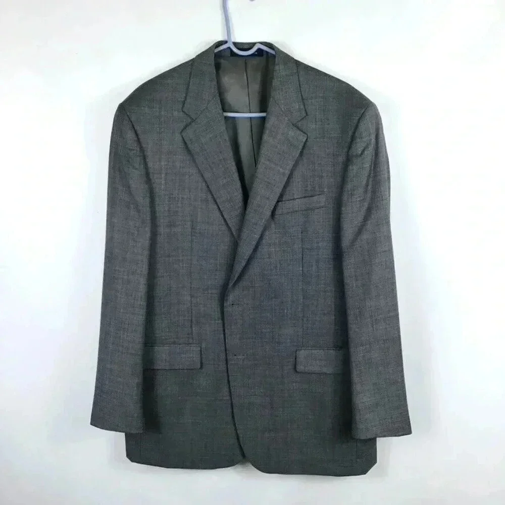 Men's Chaps Sport Coat Jacket Blazer 44L Long 100% Wool Heathered Gray Vented
